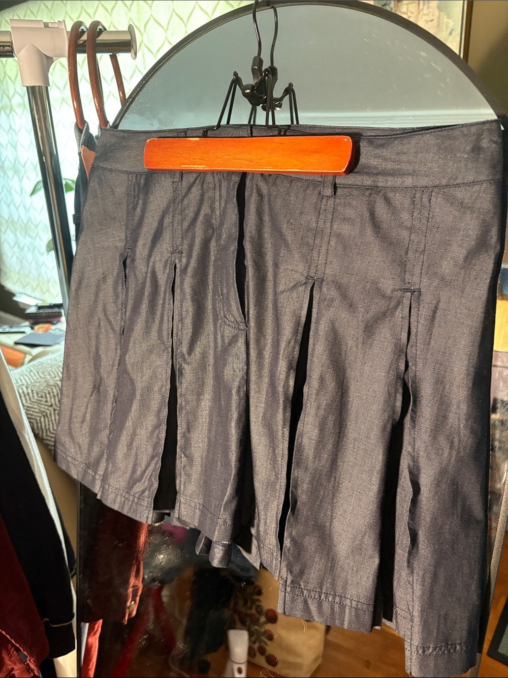 KOTN Pleated Jean Mini Skirt